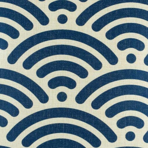 a closer look of the blue and white cushion cover made from 45cmx45cm cotton linen