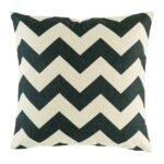 45cmx45cm Black and white Zig Zag design cushion made from cotton linen