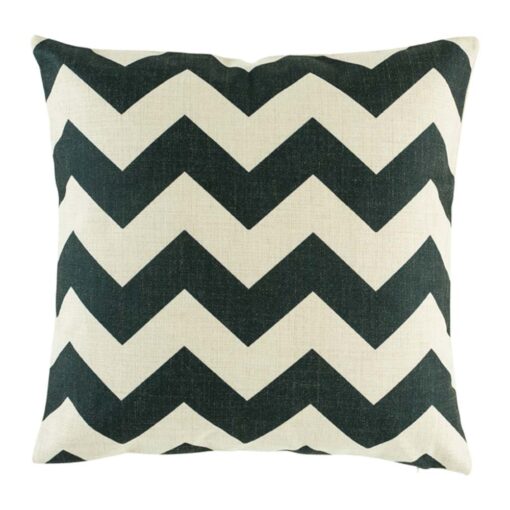45cmx45cm Black and white Zig Zag design cushion made from cotton linen