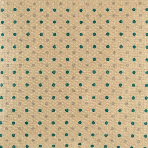 close up of the blue and grey polka dot cushion in 45cm x45cm cotton linen