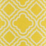 close up of the yellow and white patterned cotton linen cushion