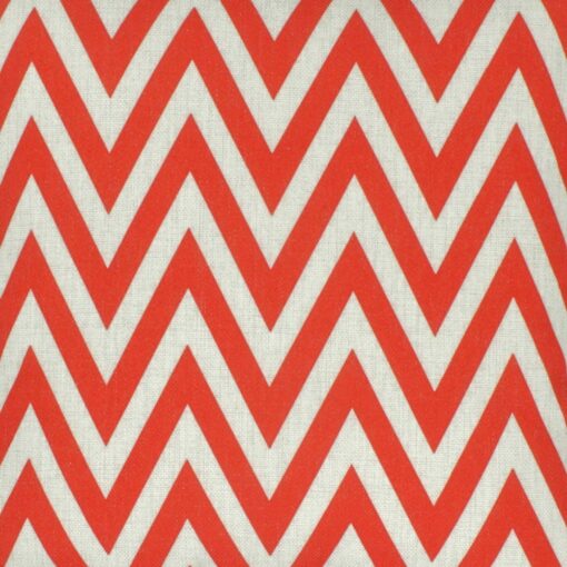 closer look of the red cotoon linen cushion cover with chevron design