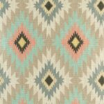 close up look of the yellow,blue,pink and black diamond pattern 45cmx45cm cotton linen cushion
