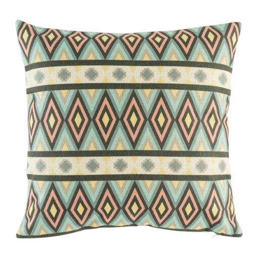 45cmx45cm pink, blue, yellow and dark grey cotton linen cushion cover