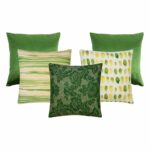 Image of 5 cushion cover collection in aquarelle green and yellow colours