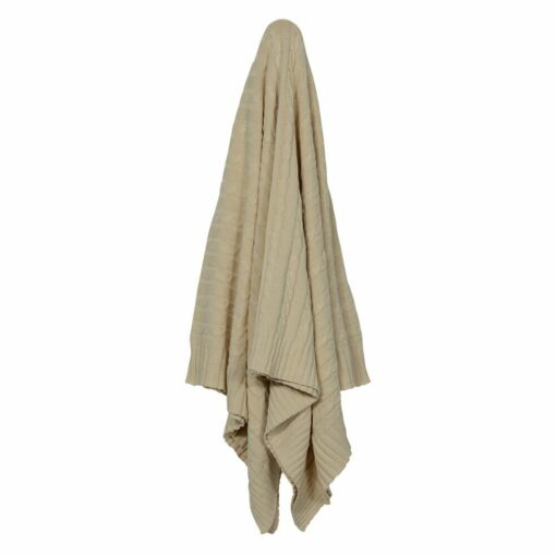 Beautiful plush beige knitted throw 150cm x 130cm