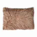 Rectangular fur cushion in blush pink colour