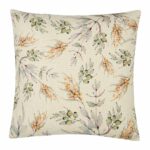 White cushion cover with wattle shrub print