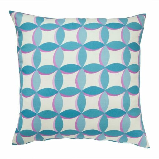 Image of green and white outdoor cushion cover with circles design