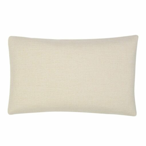 A plain linen rectangle cushion shot from the back