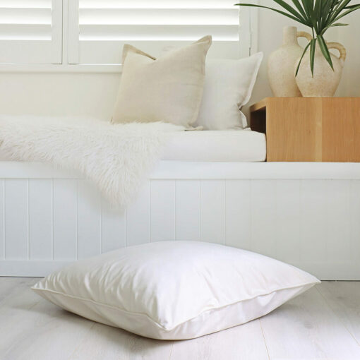 Velvet floor cushion cover in cream colour