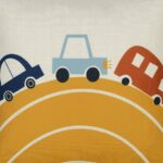 Close up photo of colourful cute cars in yellow hill cushion