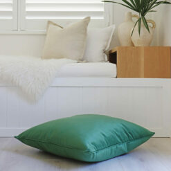 Green-coloured velvet floor cushion cover