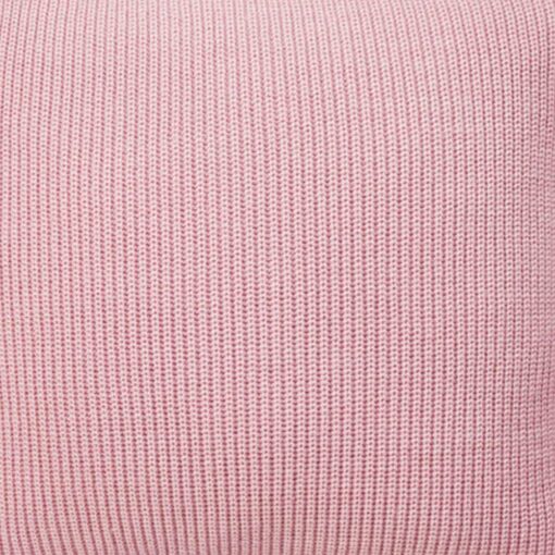 Close up image of pink knitted cushion cover
