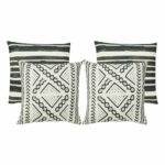 Image of 4 black and white outdoor cushions in tribal prints