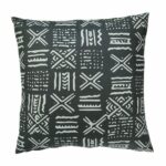 Photo of black and white outdoor cushion with tribal motif