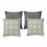 Photo of 4 outdoor cushion cover collection in black and white ethnic design