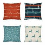4 piece unique red and teal Christmas cushion set