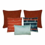5-piece Christmas cushion collection in red and teal colours