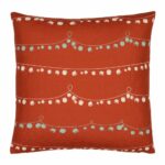 Photo of red Christmas cushion cover with strings of bells