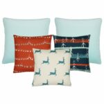 Christmas winter cushion covers with reindeers, pines and bauble print