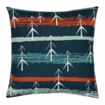 Photo of Christmas-inspired red and teal cotton linen cushion cover