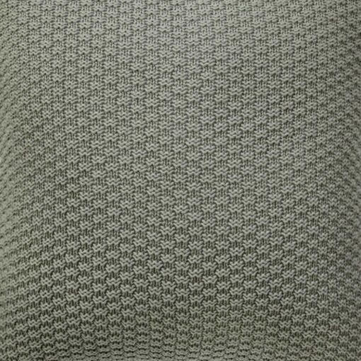 Close up image of grey cushion cover made of knit fabric