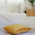 Big floor cushion cover in velvet mustard colour made of soft fabric