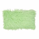 Image of green rectangular fur cushion cover