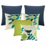 6 indoor cushion set in lime, teal and navy colours
