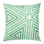Image of green and white outdoor cushion cover with triangles