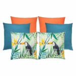 Photo of blue, orange square and green cushions