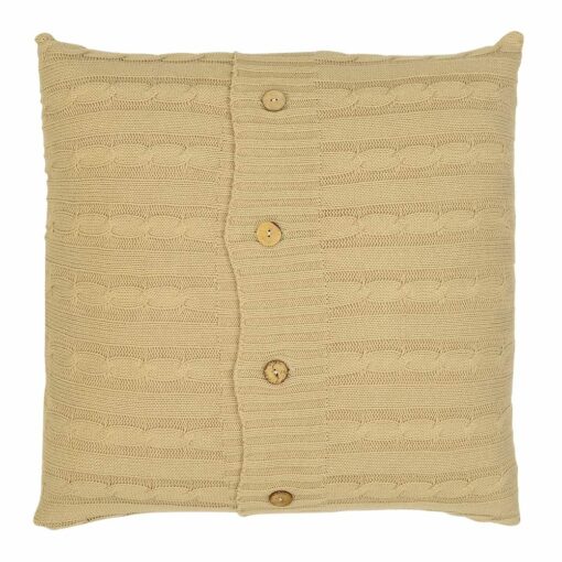 Khaki coloured large cushion cover with buttons