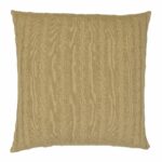 Back view of 50cm x 50cm cable knit cushion cover in khaki colour