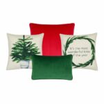 4-piece red and green Christmas themed cushions