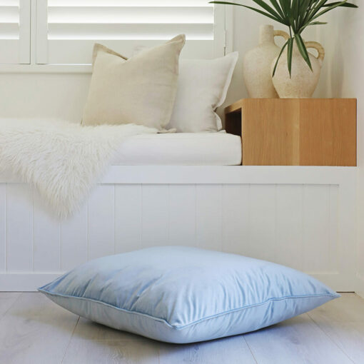 Velvet floor cushion cover in light blue cover