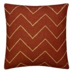 Close up image of Mali zigzag cushion cover in burnt orange colour