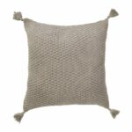 Photo of brown wool knit cushion with tassels