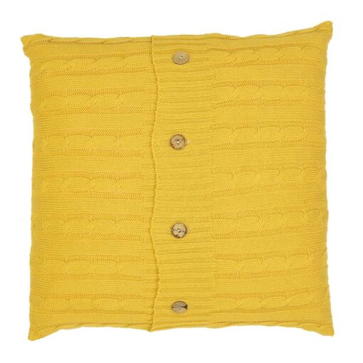 Mustard yellow coloured knit cushion cover in 50cm x 50cm size