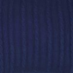 Close up of navy coloured 50cm x 50cm cushion in knit material