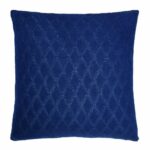 Image of navy blue cushion cover made of knitted fabric