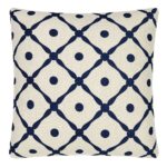Photo of navy and white cushion cover in lattice design