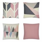 Vibrant piunk and grey nordic style cushion cover collection with 4 different styles