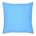 A waterproof outdoor cushion cover that is blue solid colour on both sides.