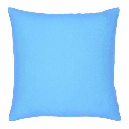 A waterproof outdoor cushion cover that is blue solid colour on both sides.