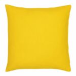 A waterproof outdoor cushion cover that is yellow solid colour on both sides.