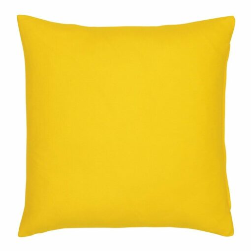 A waterproof outdoor cushion cover that is yellow solid colour on both sides.