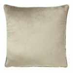 Photo of oyster coloured cushion cover made of velvet fabric