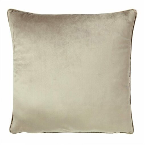 Photo of oyster coloured cushion cover made of velvet fabric