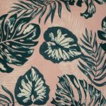 Enlarged photo pastel pink cushion with green leaves